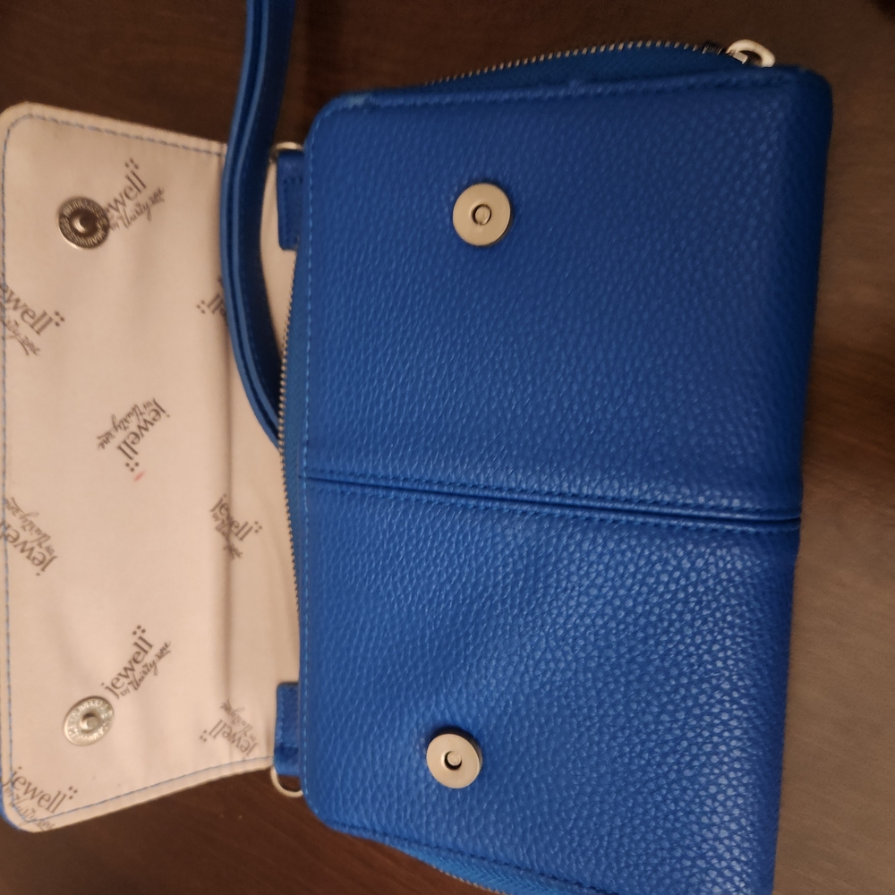 Vibrant Blue Pebbled Leather Clutch Wristlet